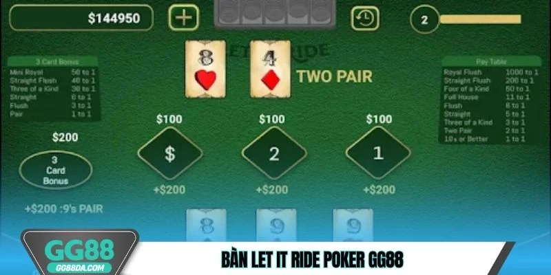 Bàn Let It Ride Poker GG88